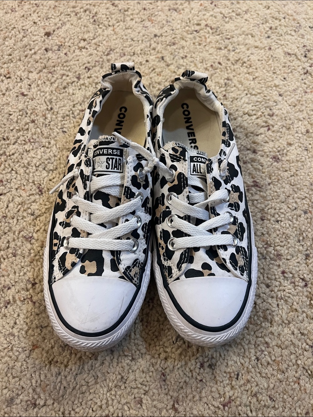 Converse Kids Black & White Leopard Low Top Sneakers